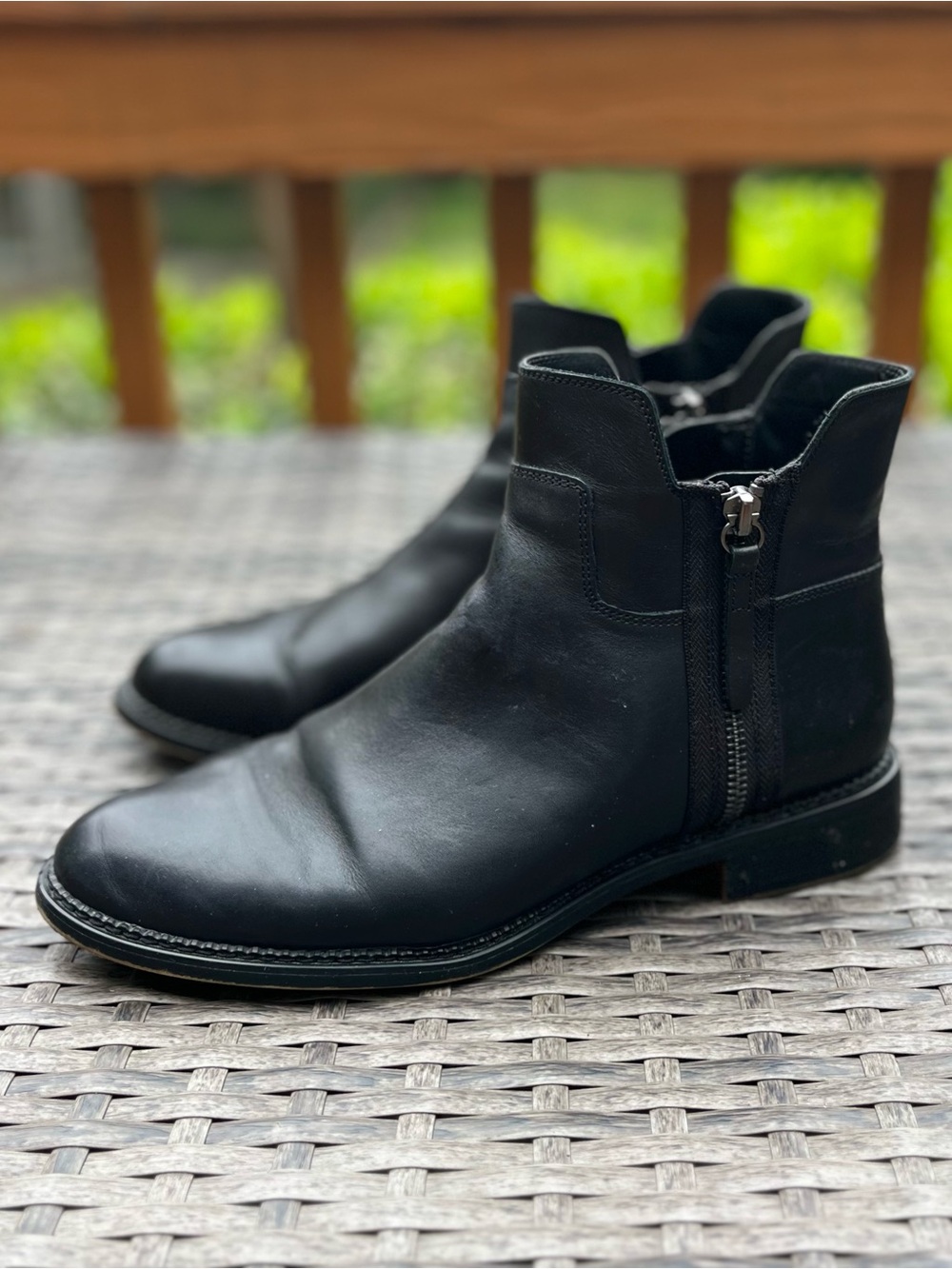 Franco Sarto Black Leather Double-Zip Ankle Booties - Picture 2 of 9